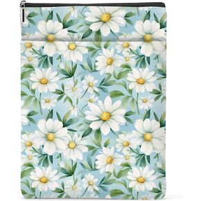 Daisy Flowers Book Sleeve Daisies Book Cover Watercolor Floral Book Protector with Zipper Christmas Birthday Gifts for Women Girls Readers Friends Daughter Book Lovers Gifts Book Accessories