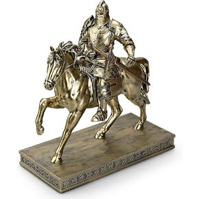 King's Guard Cavalry Warrior Leader Swordsman Armor Knight Statue Ornament with a Metal Sword Letter Opener Top Collection as Gift for Office and Home (Blue)