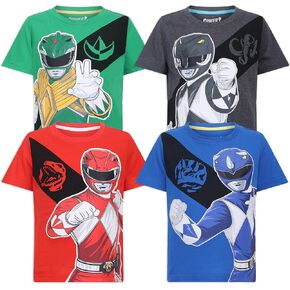 Power Rangers Hasbro Boys 4 Pack Short Sleeve T-Shirt for Toddler and Big Kids