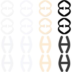 Bra Strap Clips, 16Pcs Bra Clips to Make Racerback, 2 Types Anti-Slip Bra Strap Clips for Racerback(Black, White, Nude, Clear)