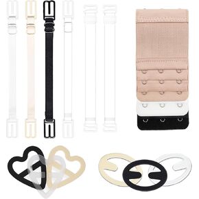 15 Pieces Bra Strap Clips for Back, Adjustable Anti-Slip Bra Strap Bra Strap Holders, 3 Hook Elastic Bra Extender Bra Extension Strap, Bra Connector Clip Non Slip Bra Accessory