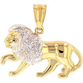 High Polish 14k Gold Lion Pendant Leo Zodiac Sign Charm
