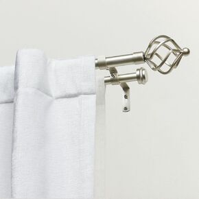 Exclusive Home Torch Double Curtain Rod and Finial Set, Matte Silver, 66"-120"
