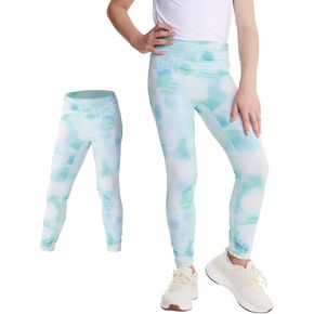 Girls Printed Leggings Fresh Cool Breathable Athletic Pants for Kids UPF 50+ Summer Activewear Running Dancing Tights