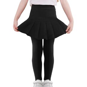 TXJ Sports Girls Leggings with Skirt, Footless Skirt Pants Cotton Ruffle Tutu Pants for Kids 2-9 Years