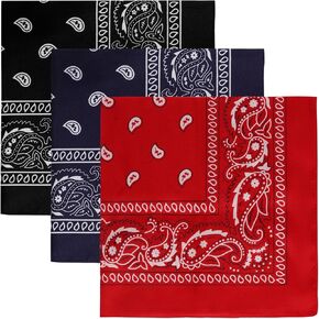 3Pcs Paisley Pattern Bandanas for Men and Women Cowboy Bandana Handkerchiefs Square Head Wrap Scarf