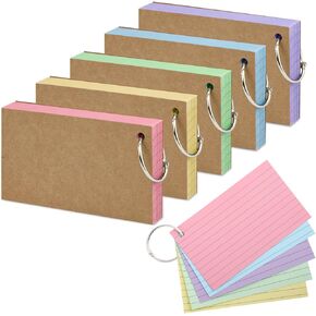 500PCS Index Cards, 3x5 Colorful Ruled Index Card with Ring, Note cards, Flash Cards, for Studying, Taking, To Do List, Office, School Supplies(5 Colors)