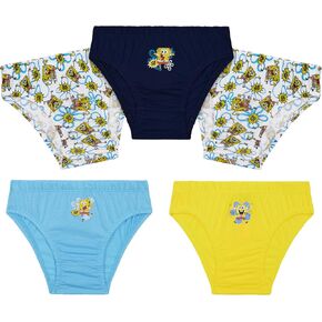 SpongeBob SquarePants Boys Underwear Briefs, Comfy Breathable Cotton Pants for Kids - Pack of 5 (Multi, 6-7 Years)
