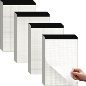 Grid Paper Pads, White Quad Graph Paper Pads, Quadrille Pad, 5x5 (5 Squares per inch) Cardboard Backing, Grid Notebook, Graph Notepads for School, Office- 70 GSM Graft Paper, 70 Sheets/Pad (4, A5 White)
