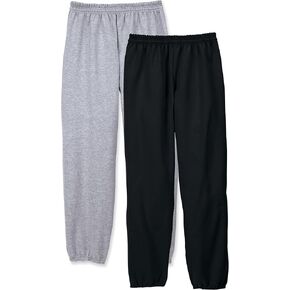 Hanes Men's EcoSmart Best Sweatpants, Athletic Lounge Pants with Cinched Cuffs, 1, Black/Light Steel-2 Pack