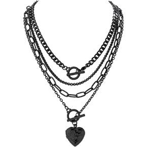 Ingemark 4PCS Gold Layered Choker Necklace Set for Women Heart Pendant Retro Coin Pendant Star Pendant Snake Chain Toggle Clasp