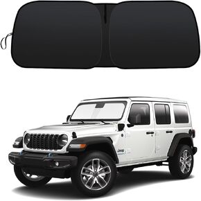 2024 Upgrade Front Windshield Sun Shade Foldable Jeep Wrangler Sun Shade/Jeep Gladiator Sun Shade fit for Jeep Wrangler JL JLU 2018-2024 / Jeep Gladiator 2020-2024 |Keep Car Interior Cooler|