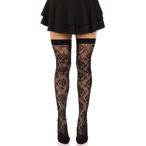 جوارب طويلة للسيدات من Leg Avenue من Wild Rose Net بطول الفخذ