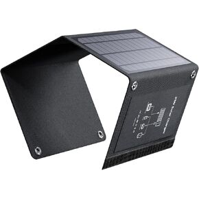 MARBERO 30W Foldable Solar Panel Portable Solar Charger with 12V QC3.0 USB, Type C, DC Output for Portable Power Station, Power Bank, Phone, Laptop, RV, Boat Trip, Camping, Power Outage