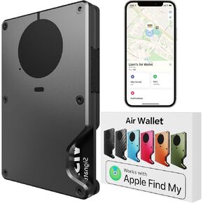 Air Wallet for Men with Built-in AirTag Chip, Works with Apple Find My (iOS Only), Track Your Wallet, Slim Minimalist Wallet for Men, RFID Wallet for Men, Credit Card Holder (Black)