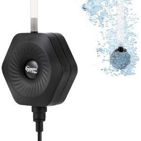 hygger Ultra Silent 1.5W Fish Bowl Aqaurium Mini Air Pump with Accessories, Oxygen Aerator Kit for Fish Tank 0.5-15 Gallon, Comes with 3/16 Inch Air Tubing, Air Stone, AC 110V/60HZ