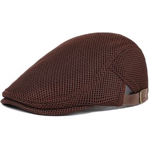 Quanhaigou Men's Mesh Cap Breathable Summer Newsboy Hat Adjustable Beret Ivy Cap Cabbie Flat Hats