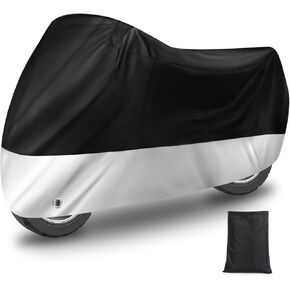 Motorcycle Cover All Season Universal Weather Waterproof Sun Outdoor Protection Motorbike Cover with Lock-Holes & Storage Bag, XXL 190T Motorcycles Vehicle Cover, 96" x 41" x 49"