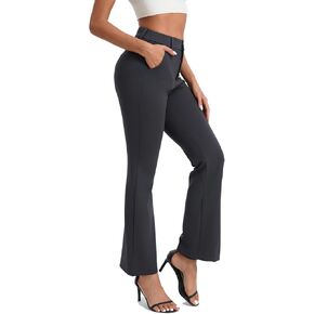Women's 30''/32'' Stretchy Flare Dress Work Pants Business Office Casual Bootcut Slacks with Pockets Belt Loops