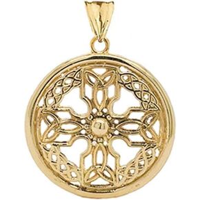 Certified 10k Gold Celtic Knot Cross Shield Pendant (Large)