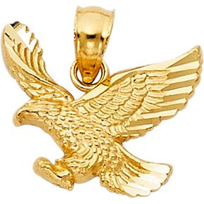 The World Jewelry Center 14k REAL Yellow Gold Eagle Charm Pendant