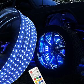 4PCS 17.5'' Dream Color Chaser RGB Changing LED Wheel lights w/Turn Signal,Lock,Braking Functionand Can Controlled by Remote and APP Simultaneously