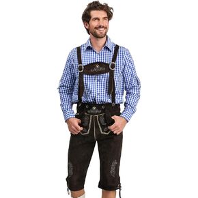 STEIGENHÖFER Long Bavarian Lederhosen for Men - Designed in Germany - Genuine Premium Suede in 3 Colors, Sizes 28-44