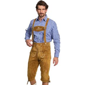 STEIGENHÖFER Long Bavarian Lederhosen for Men - Designed in Germany - Genuine Premium Suede in 3 Colors, Sizes 28-44