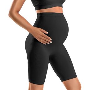 Seamless Maternity Under Dress Shorts, High Waisted Pregnancy Support Shorts, Elastic Shapewear Short Over the Belly