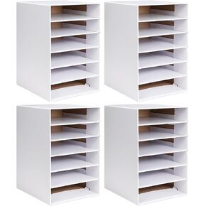 Ireer 4 Pieces Cardboard Paper Organizer, Classroom Mailboxes, Construction Paper Storage, Compartment Literature Sorters, Classroom Organizers for Student Office School (Black,10 Slots)