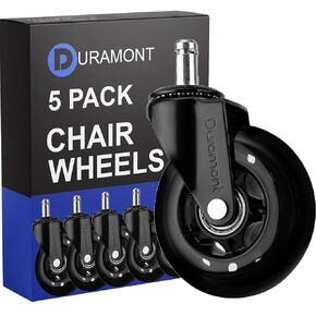 Office Chair Wheels for Carpet and Hardwood Floors Laminate Heavy Duty Casters mat Rubber Silicon Rollers Wheels Replacement Desk Chair Accessories (White)