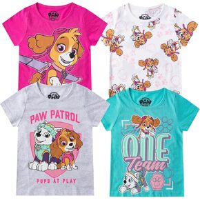 Paw Patrol Girls 4 Pack Short Sleeve T-Shirt for Toddler and Big Kids