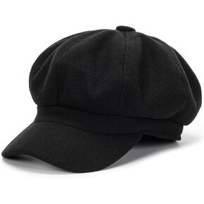 Women Wool-Blend-Beret Newsboy-Hat Cap Vintage Bakerboy-Cabbie-Cap Winter Warm Peaked Hat