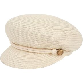 Women Summer Wide Brim Straw Woven Sun Hat Visor Flat Top Newsboy Cap Painter Hat