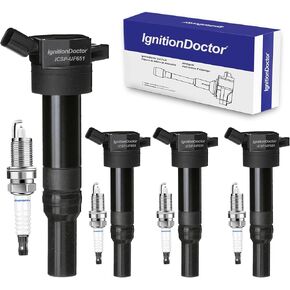 UF651 Ignition Coil Pack and Spark Plugs 97390 Fits for Hyundai Elantra 2012-2016, Tucson 2014-2020, Kia Forte 2014-2016, Soul 2012-2019 1.8L 2.0L L4 (Set of 4) 273002E000 LKR7BGPS