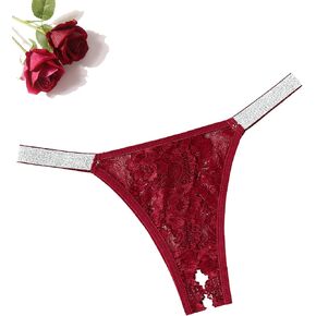 Avidlove Women Sexy Panties with Shine Strap Lace G-String Thongs Low Rise Underwear
