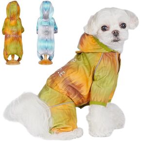 Waterproof Puppy Dog Raincoats with Hood for Small Medium Dogs,Poncho with Reflective Strap, Lightweight Jacket with Leash Hole(S, Blue)