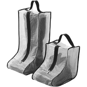 2 Set Boot Storage Bag Portable Short Boots Tall Boots Shoe Bags Black Shoe Storage Protector Bag Clear Shoe Dust Bags Boot Storage Organizer for Packing Travel and Daily Use
