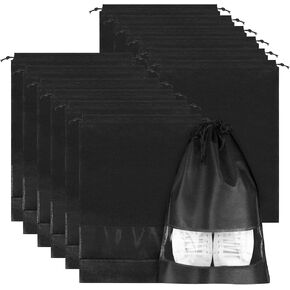 12 قطعة من حقائب الأحذية للسفر، حقائب أحذية سفر محمولة مع نافذة شفافة، حقيبة سفر كبيرة للأحذية بحبل، حقيبة تخزين أحذية السفر مقاومة للغبار للرجال والنساء، مقاس 12.6 بوصة × 17.3 بوصة، أسود in Kuwait