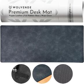 Premium Distressed Faux Vegan Leather Desk Mat | Multifunctional Desk Pad for Home Office | (Brown/Tan, 15.75" x 36")