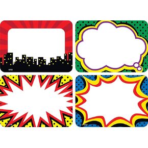 Teacher Created Resources Superhero Name Tags/Labels, Multi-Pack (5587), 3-1/2 x 2-1/2 in,Multicolor.