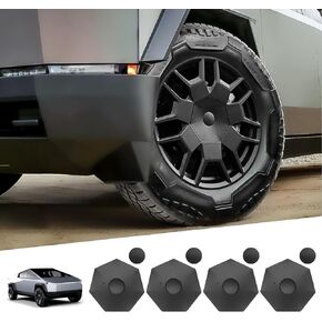 Wheel Hub Center Caps for Te-SLA Cybertruck, Full Coverage Snap Removable Design Rustproof, Black, Pack of 4