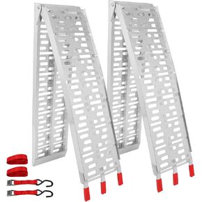 SCITOO Loading Ramp with Support Legs 7.42ft Folding Titan Ramps Aluminum Plate Top Ramp ATV Ramps with 1500lbs Max Load for Pickup Truck, Motorcycles, Dirt Bikes, Lawnmowers, Snowblower 1 Pair