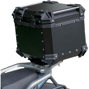 55L Aluminum Universal Motorcycle Trunk Motorcycle top Case Motorcycle Luggage Motorcycle Accessories Bag with Bracket Base Plate for Helmet Luggage, Waterproof Motorcycle Top Box