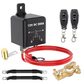Remote Battery Disconnect Switch 200A, DC 12V Top Post Negative Battery Shut Off Switch for Car Truck Vehicle etc Battery Cut Off Switch Anti-Theft Prevent Battery Drain