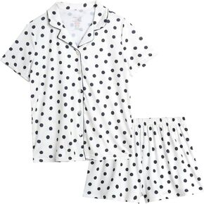 Rene Rofe Girls' Pajama Set - 2 Piece Button Down Sleep Shirt and Lounge Shorts - Sleepwear Set for Girls (4-12)