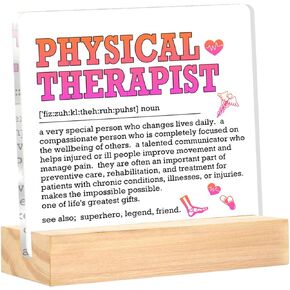 Physical Therapist Gifts for Women Men, Physical Therapy Gifts, Physical Therapist Definition Decorative Acrylic Desk Sign Plaque 4 x 4 Inches