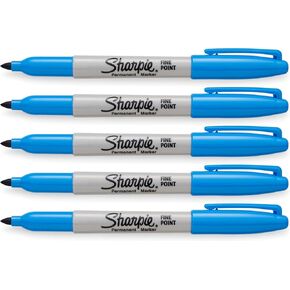 Sharpie Blue, Fine Point Tip, Permanent Markers, 5-Count (Brilliant Blue)