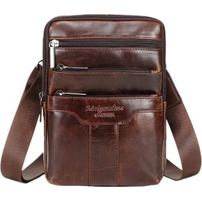 Small Leather Sling Shoulder Bag Messenger Pack for Men Travel Business Crossbody Pouch Phone Wallet Camping Casual Daypack