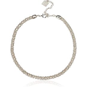 Anne Klein Silver-Tone Crystal Glass Tubular Pave Collar Necklace, 16"